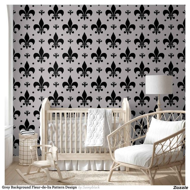 Grey Background Fleur-de-lis Pattern Design  Wallpaper (Creator Uploaded)