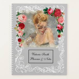 Grey background Girl Fashion Modern Elegant Planner