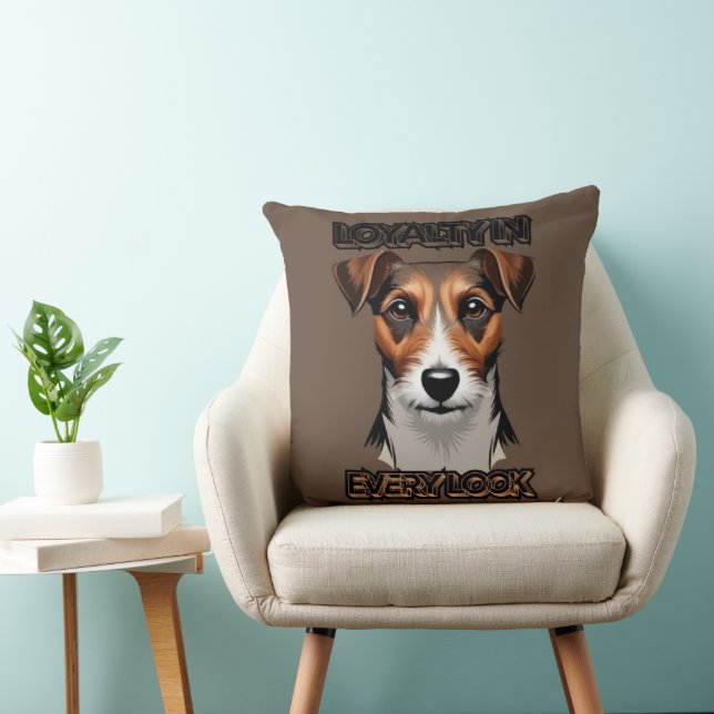 Grey Background Terrier Realistic Sketch Throw Pillow (Chair)