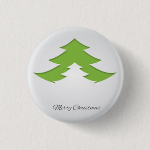 Grey Background With Christmas Tree 1 Inch Round Button