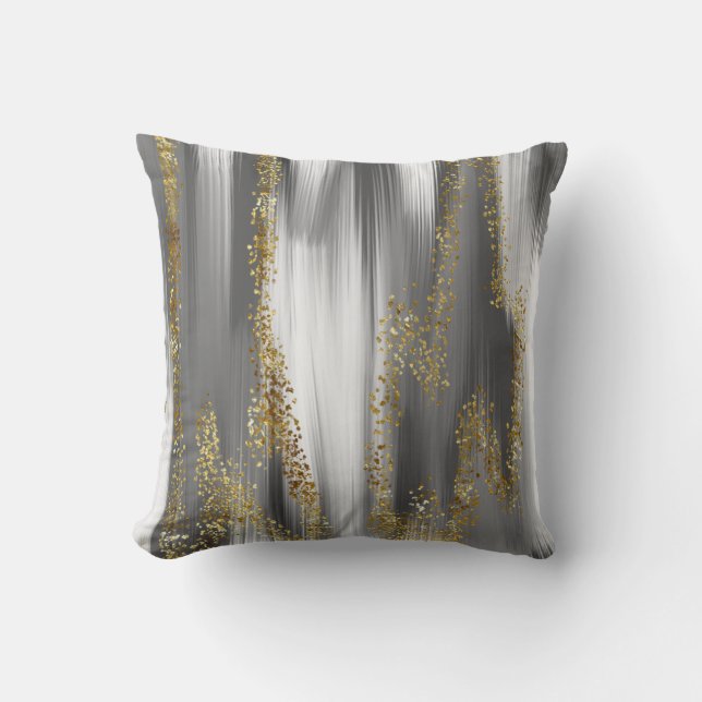grey background with gold glitterart,gold,golden,a throw pillow (Front)