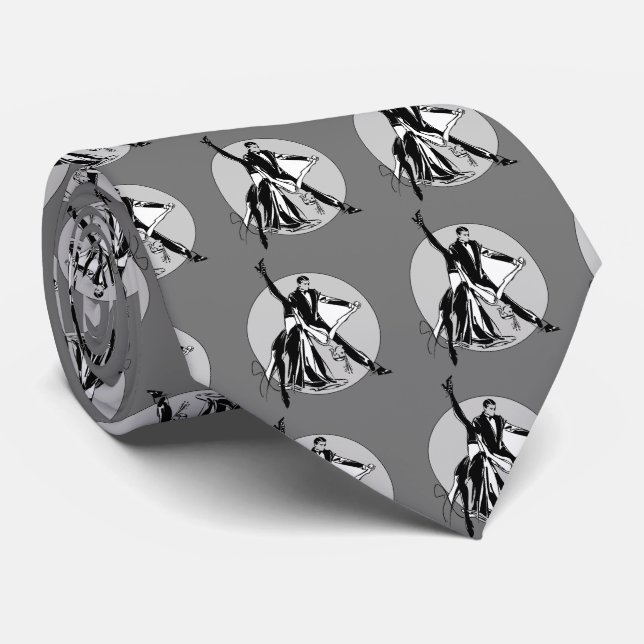 Grey Ballroom Dancing Tie (Rolled)