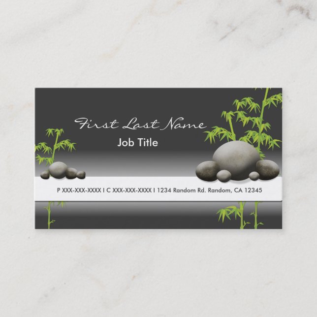 Grey bamboo rock spa business cards (Front)