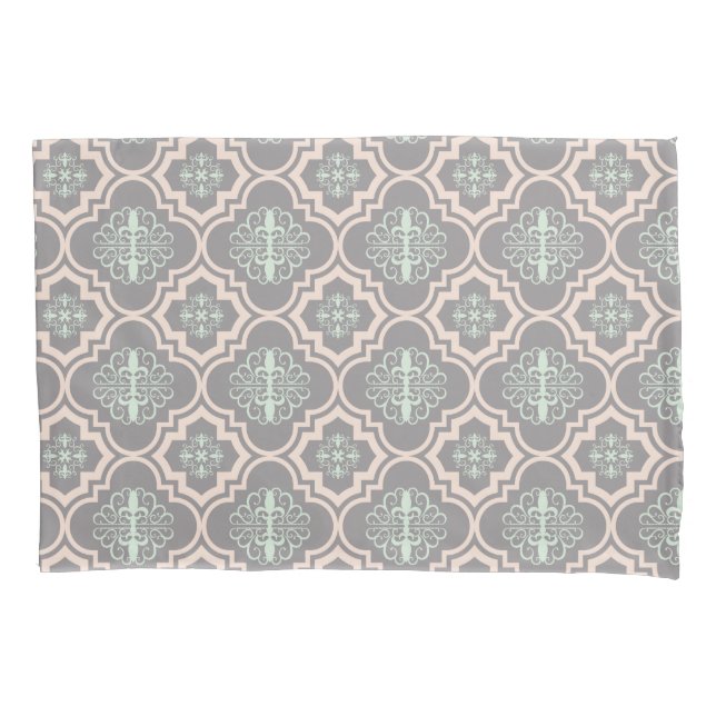 Grey Baroque Royal Damask Pillowcase (Front)