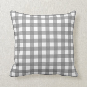 Grey Basic Gingham Chequered Pattern Throw Pillow