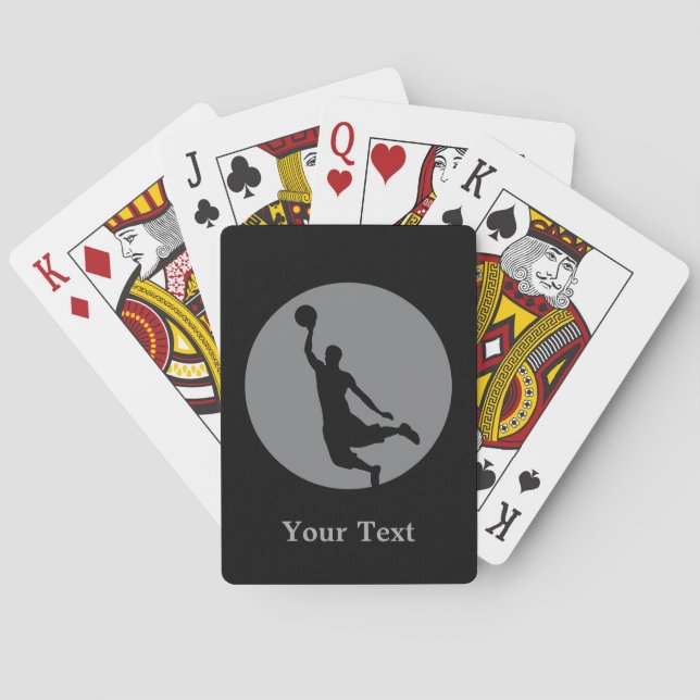 Grey Basketball Circle Logo Personalized Playing Cards (Back)