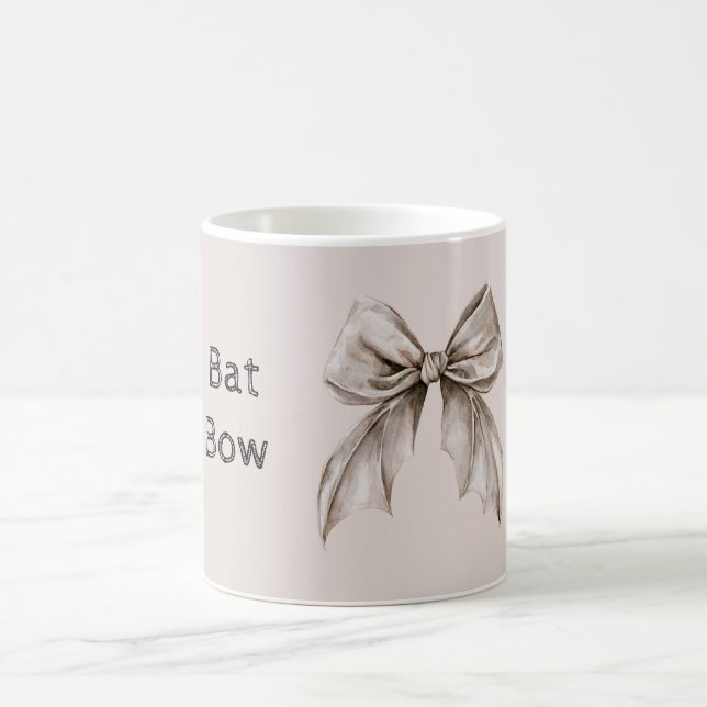 Grey Bat Bow Halloween Coffee Mug (Center)