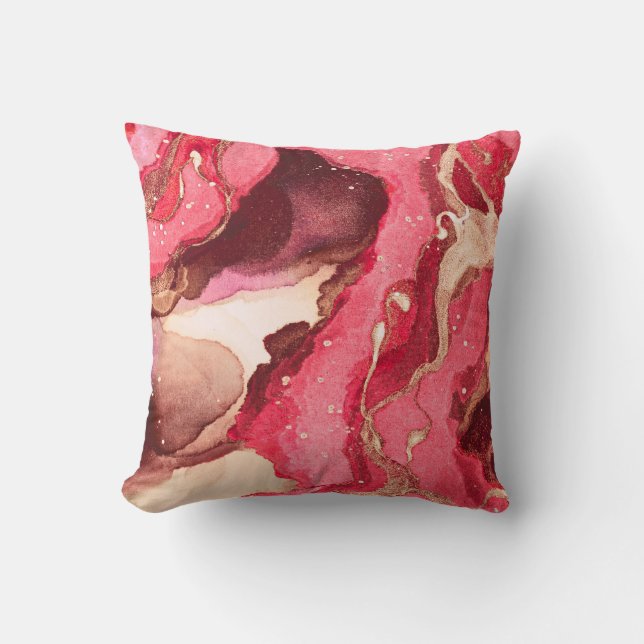 Grey Batik Illustration. White Silky Texture. Rose Throw Pillow (Front)