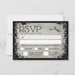 Grey Bats Gothic Matching RSVP MENU Card