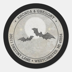 Grey Bats Wedding Round Address Classic Round Sticker