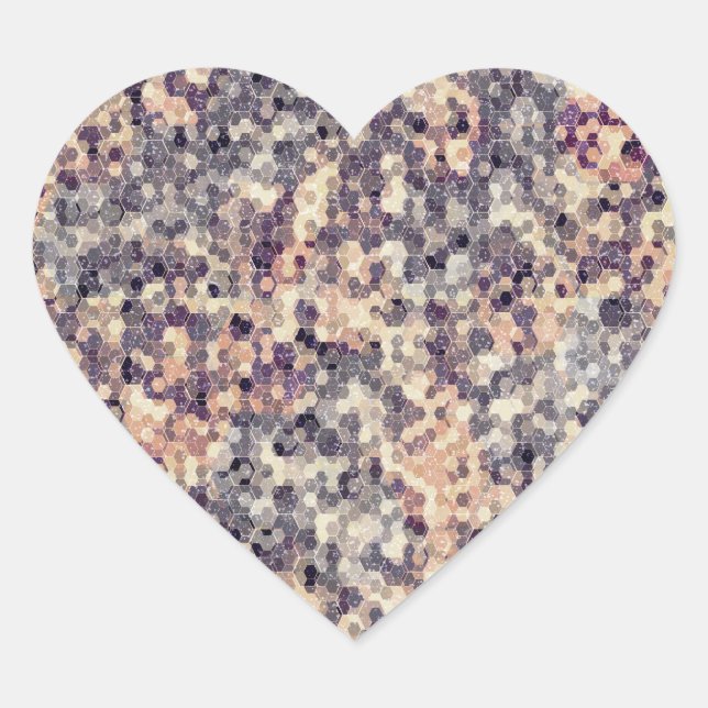 Grey, beige geometric heart sticker (Front)