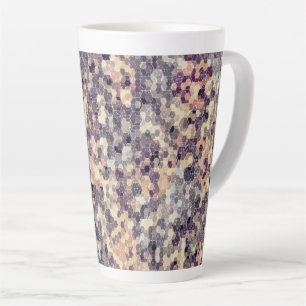Grey, beige geometric latte mug