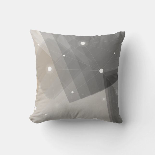 Grey & Beige Geometric Pattern Throw Pillow (Front)