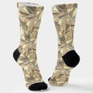 grey beige geometric shapes pattern modern socks