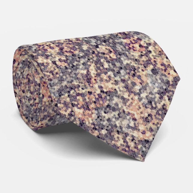 Grey, beige geometric  tie (Rolled)