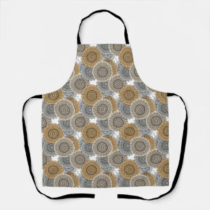 Grey beige pattern arabic mandala oriental style apron