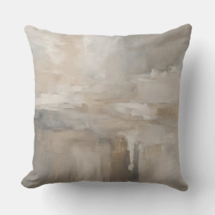 Grey Beige Taupe Neutral Abstract Throw Pillow