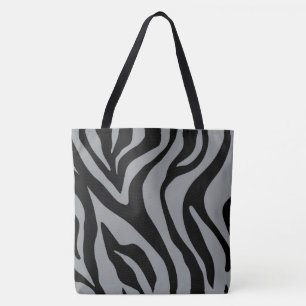 Grey/Beige Tiger Print  Two- Tone Fashion Tote Bag