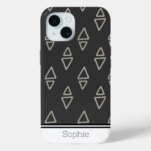 Grey & Beige Triangles Pluses Custom iPhone 15 Case