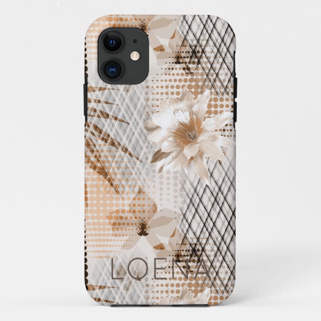 Grey, beige tropical pattern. Case-Mate iPhone case (Back)