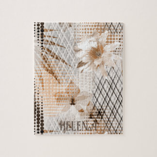 Grey, beige tropical pattern. jigsaw puzzle