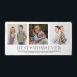 Grey BEST MOM EVER collage 3 Photo PINK Hearts Desk Mat<br><div class="desc">Surprise your mom with this meaningful desk mat!! Designed to bring a touch of personal warmth and cherished memories to your workspace this desk mat showcases three square photos with the quote "BEST MOM HEARTS" elegantly displayed in a classic serif font in grey. Complete this beautiful desk mat is a...</div>