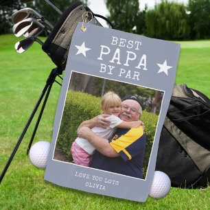 Grey Best Papa by Par Photo Personalized Grandpa Golf Towel
