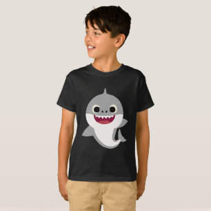 Grey Big Head Happy Baby Shark T-Shirt