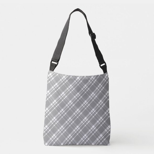 Grey Big Plaid Crossbody Bag (Front)