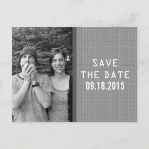 Grey Binary Code Photo Save the Date Postcard