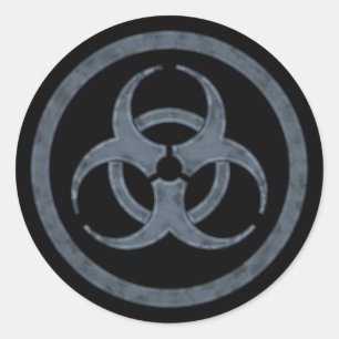 Grey Biohazard Symbol Classic Round Sticker