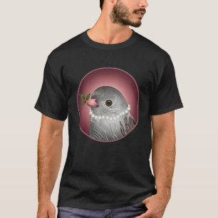 Grey bird with pearl necklace and branch in beak T-Shirt