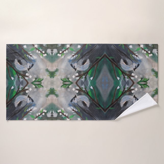 Grey Birds Bath Towel Set (Bath Towel)