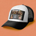 Grey Black 5 Photo Collage with Text Trucker Hat<br><div class="desc">You can use square or selfie photos for this design. Use five square photos to create a unique and personal gift. If you need to adjust the pictures,  click on the customize tool to make changes.</div>