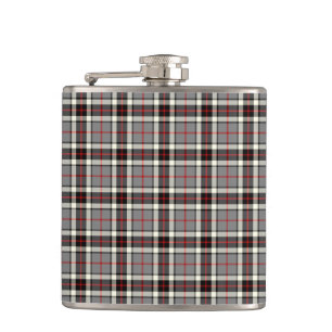 Grey, Black and Red Thompson Clan Formal Tartan Hip Flask