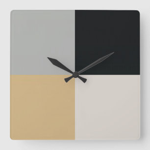 Grey, Black and Tan Square Wall Clock