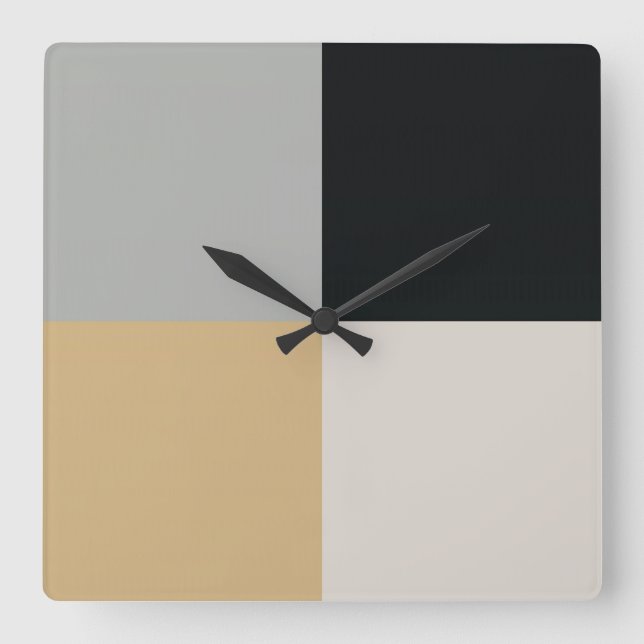 Grey, Black and Tan  Square Wall Clock (Front)