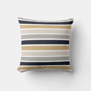 Grey, Black and Tan Stripes Throw Pillow