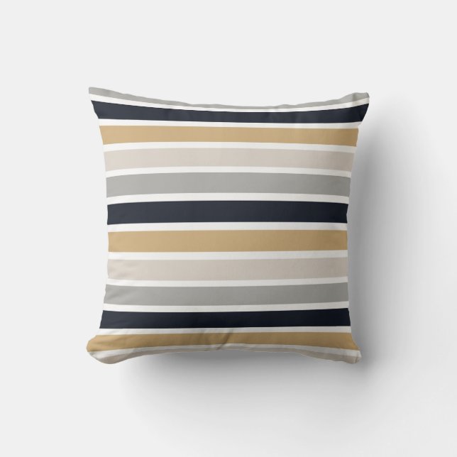 Grey, Black and Tan Stripes  Throw Pillow (Front)