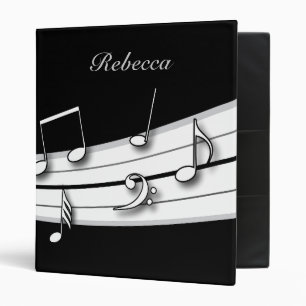 Grey black and white musical notes score binder