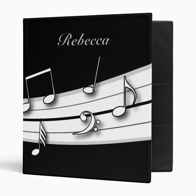 Grey black and white musical notes score binder (Front/Inside)