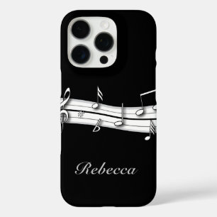 Grey black and white musical notes score iPhone 16 pro case