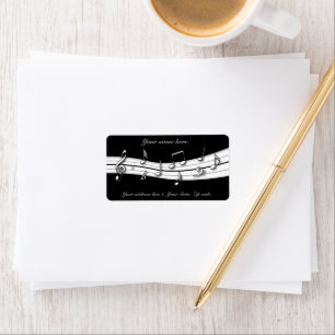 Grey black and white musical notes score label