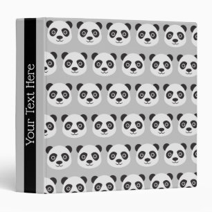 Grey Black and White Panda Pattern Binder