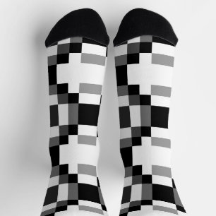 Grey Black and White Patchwork Socks