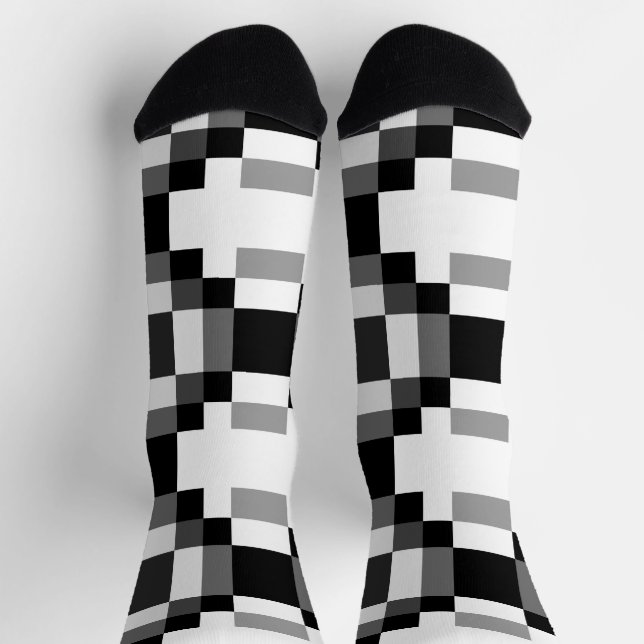 Grey Black and White Patchwork Socks (Top)