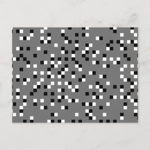 Grey, Black and White Square Dots Pattern. Postcard