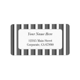 Grey Black and White Stripes Custom Address Labels