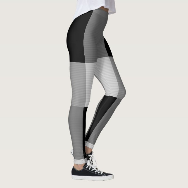 Grey & Black Art Design Leggings (Right)