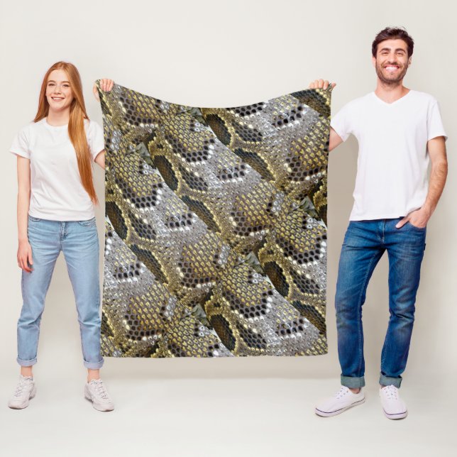 grey black beige animal pattern snake print fleece blanket (In Situ)